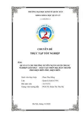 Chuyên đề thực tập tốt nghiệp quản lý chi thường xuyên ngân sách cho sự nghiệp giáo dục đào tạo trên địa bàn thành phố điện biên phủ điện biên