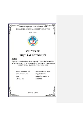 Chuyên đề thực tập tốt nghiệp công tác đăng ký cấp giấy chứng nhận quyền sử dụng đất quyền sở hữu nhà ở và tài sản khác gắn liền với đất tại thành phố hạ long tỉnh quảng ninh