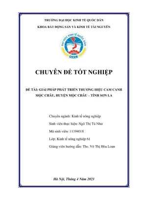 Chuyên đề tốt nghiệp giải pháp phát triển thương hiệu cam canh mộc châu huyện mộc châu tỉnh sơn la