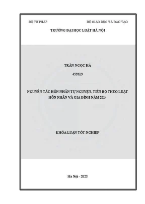 Khoá luận tốt nghiệp nguyên tắc hôn nhân tự nguyện tiến bộ theo luật hôn nhân và gia đình năm 2014