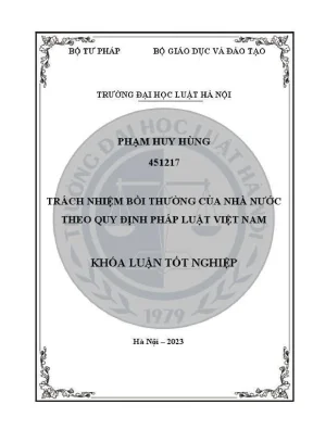 Khoá luận tốt nghiệp trách nhiệm bồi thường của nhà nước theo quy định pháp luật việt nam