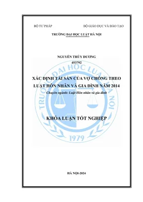 Khoá luận tốt nghiệp xác định tài sản của vợ chồng theo luật hôn nhân và gia đình năm 2014