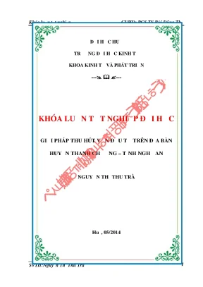 Khóa luận tốt nghiệp kinh tế và phát triển giải pháp thu hút vốn đầu tư trên địa bàn huyện thanh chương tỉnh nghệ an