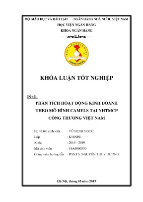 Khóa luận tốt nghiệp ngân hàng phân tích hoạt động kinh doanh theo mô hình camels tại ngân hàng thương mại cổ phần công thương việt nam