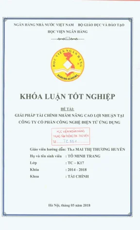 Khóa luận tốt nghiệp tài chính giải pháp tài chính nhằm nâng cao lợi nhuận tại công ty cổ phần công nghệ điện tử ứng dụng