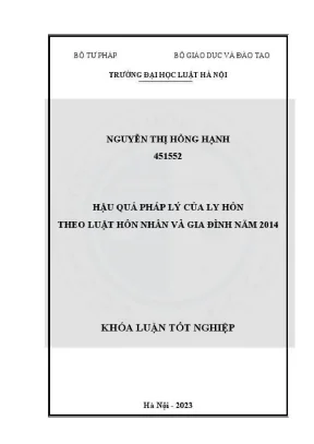 Khoá luận tốt nghiệp hậu quả pháp lý của ly hôn theo luật hôn nhân và gia đình năm 2014