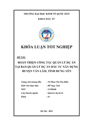 Khóa luận tốt nghiệp hoàn thiện công tác qlda tại ban qlda huyện văn lâm tỉnh hưng yên