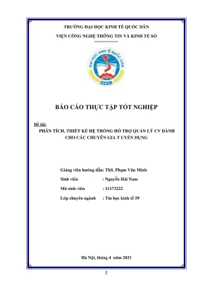 Báo cáo thực tập tốt nghiệp phân tích thiết kế hệ thống quản lý cv dành cho các chuyên gia tuyển dụng tại công ty cổ phần công nghệ cao gob quốc tế