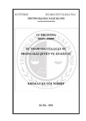 Khoá luận tốt nghiệp sự tham gia của luật sư trong giải quyết vụ án dân sự
