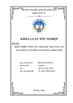 Khóa luận tốt nghiệp hoàn thiện công tác tham dự thầu xây lắp tại công ty cổ phần xây dựng coteccons
