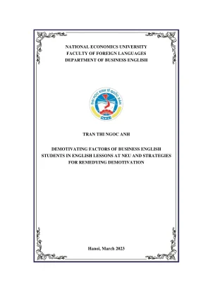 Chuyên đề tốt nghiệp demotivating factors of business english students in english lessons at neu and strategies for remedying demotivation