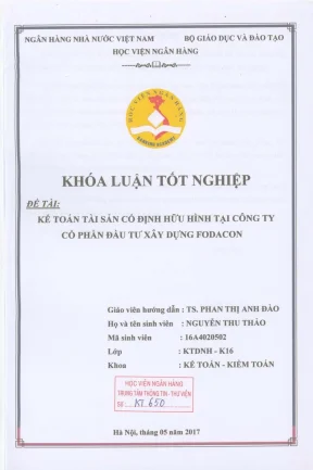 Khóa luận tốt nghiệp kế toán kiểm toán kế toán tài sản cố định hữu hình tại công ty cổ phần đầu tư xây dựng fodacon