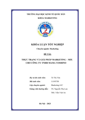 Khóa luận tốt nghiệp thực trạng và giải pháp marketing mix cho công ty tnhh mama yoshino