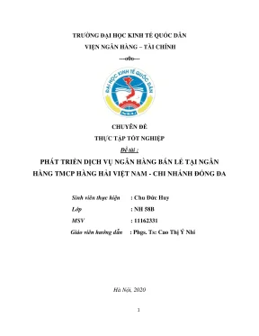 Chuyên đề thực tập tốt nghiệp phát triển dịch vụ ngân hàng bán lẻ tại ngân hàng tmcp hàng hải chi nhánh đống đa