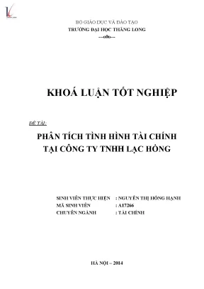 Khóa luận tốt nghiệp phân tích tình hình tài chính tại công ty trách nhiệm hữu hạn lạc hồng