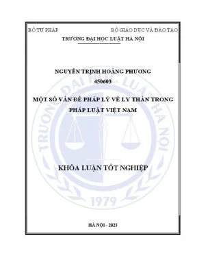 Khoá luận tốt nghiệp một số vấn đề pháp lý về ly thân trong pháp luật việt nam