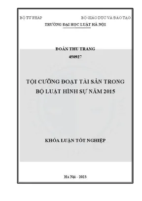 Khoá luận tốt nghiệp tội cưỡng đoạt tài sản trong bộ luật hình sự năm 2015