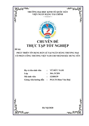 Chuyên đề thực tập tốt nghiệp phát triển tín dụng bán lẻ tại ngân hàng tmcp công thương việt nam chi nhánh bắc hưng yên