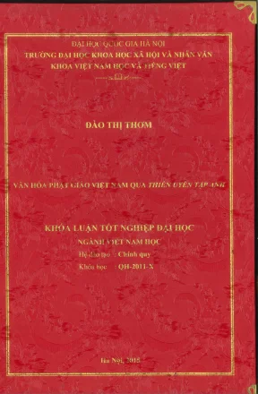 Khóa luận tốt nghiệp văn hóa phật giáo việt nam qua thiền uyển tập anh