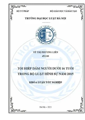 Khoá luận tốt nghiệp tội hiếp dâm người dưới 16 tuổi trong bộ luật hình sự năm 2015