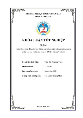 Khóa luận tốt nghiệp hoàn thiện hoạt động truyền thông marketing trên internet cho dịch vụ chăm sóc mẹ và bé của công ty tnhh mama yoshino