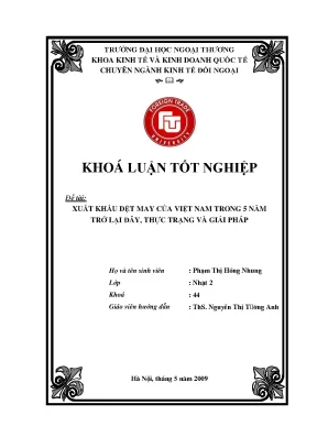 Khóa luận tốt nghiệp xuất khẩu dệt may của việt nam trong 5 năm trở lại đây thực trạng và giải pháp