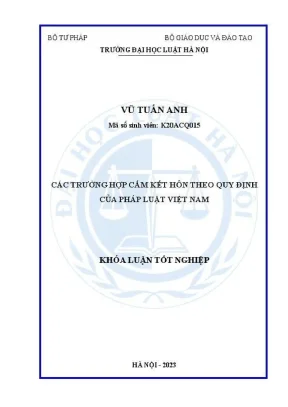 Khoá luận tốt nghiệp các trường hợp cấm kết hôn theo quy định của pháp luật việt nam