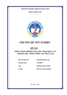 Chuyên đề thực tập tốt nghiệp phân tích chênh lệch thu nhập khu vực thành thị nông thôn tại việt nam