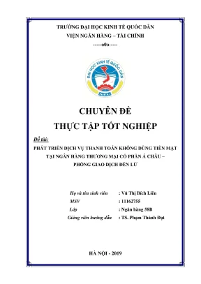Chuyên đề thực tập tốt nghiệp phát triển dịch vụ thanh toán không dùng tiền mặt tại ngân hàng tmcp á châu phòng giao dịch đền lừ