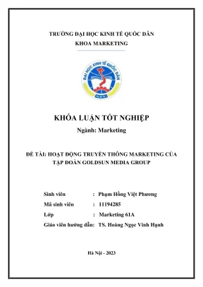 Khóa luận tốt nghiệp hoạt động truyền thông marketing của tập đoàn goldsun media group