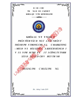 Khóa luận tốt nghiệp phân tích tác động của các nhân tố thành phần trong chiến lược marketing mix đến sự hài lòng của khách hàng đối với sản phẩm thiệp cưới tại công ty tnhh xây dựng và dịch vụ huy thịnh