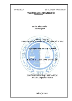 Khoá luận tốt nghiệp mang thai hộ theo luật hôn nhân và gia đình năm 2014