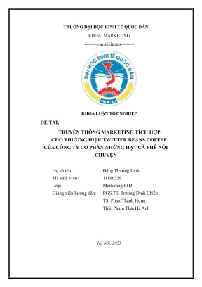 Khóa luận tốt nghiệp truyền thông marketing tích hợp cho thương hiệu twitter beans coffee của công ty cổ phần những hạt cà phê nói chuyện