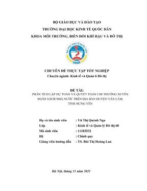 Chuyên đề thực tập tốt nghiệp phân tích lập dự toán và quyết toán chi thường xuyên ngân sách nhà nước trên dia bàn huyện van lâm tỉnh hưng yên
