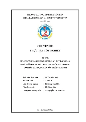 Chuyên đề thực tập tốt nghiệp hoạt động marketing mix dự án bất động sản nghỉ dưỡng khu vực nam phú quốc tại công ty cổ phần bất động sản bầu trời việt nam