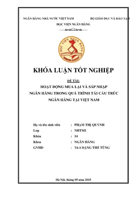 Khóa luận tốt nghiệp ngân hàng hoạt động mua lại và sáp nhập ngân hàng trong quá trình tái cấu trúc ngân hàng tại việt nam