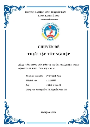 Chuyên đề thực tập tốt nghiệp tác động của fdi đến hoạt động xuất khẩu của việt nam