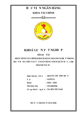 Khóa luận tốt nghiệp tài chính phân tích tài chính khách hàng doanh nghiệp trong hoạt động cho vay tại ngân hàng tmcp quân đội chi nhánh tây đô
