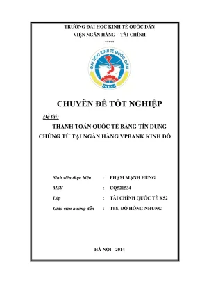 Chuyên đề tốt nghiệp thanh toán quốc tế bằng tín dụng chứng từ tại ngân hàng vpbank kinh đô