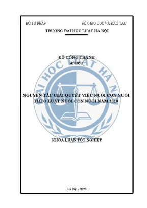 Khoá luận tốt nghiệp nguyên tắc giải quyết việc nuôi con nuôi theo luật nuôi con nuôi năm 2010