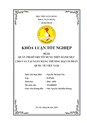 Khóa luận tốt nghiệp ngân hàng quản trị rủi ro tín dụng trên danh mục cho vay tại ngân hàng thương mại cổ phần quốc tế việt nam