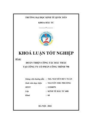 Khóa luận tốt nghiệp hoàn thiện công tác đấu thầu tại công ty cổ phần công trình 798
