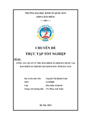Chuyên đề thực tập tốt nghiệp công tác quản lý thu bảo hiểm xã hội bắt buộc tại bảo hiểm xã hội huyện kim bảng tỉnh hà nam