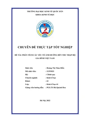 Chuyên đề thực tập tốt nghiệp các nhân tố tác động đến thu nhập hộ gia đình việt nam