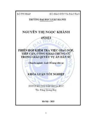 Khoá luận tốt nghiệp phiên họp kiểm tra việc giao nộp tiếp cận công khai chứng cứ trong giải quyết vụ án dân sự