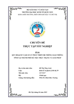 Chuyên đề thực tập tốt nghiệp quy hoạch và quản lý phát triển hệ thống giao thông tĩnh tại thành phố hà nội thực trạng và giải pháp
