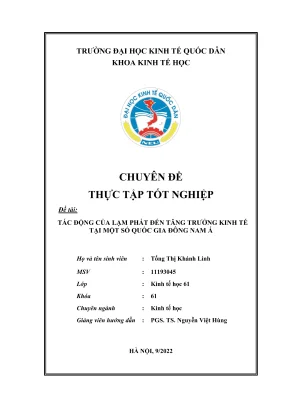 Chuyên đề thực tập tốt nghiệp tác động của lạm phát đến tăng trưởng kinh tế tại một số quốc gia đông nam á