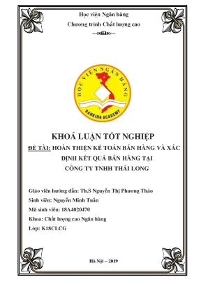 Khóa luận tốt nghiệp ngân hàng hoàn thiện kế toán bán hàng và xác định kết quả bán hàng tại công ty tnhh thái long