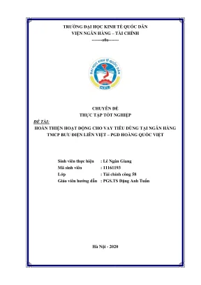 Chuyên đề thực tập tốt nghiệp hoàn thiện hoạt động cho vay tiêu dùng tại ngân hàng thương mại cổ phần bưu điện liên việt pgd hoàng quốc việt