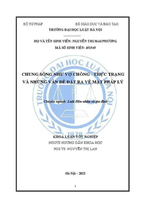 Khoá luận tốt nghiệp chung sống như vợ chồng thực trạng và những vấn đề đặt ra về mặt pháp lý